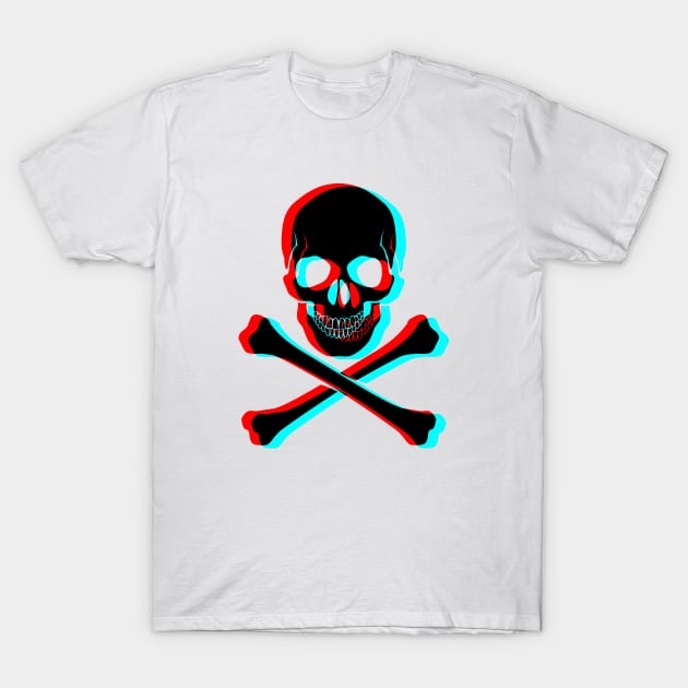 Retro 3D Glasses Style - Jolly Roger T-Shirt by KERZILLA